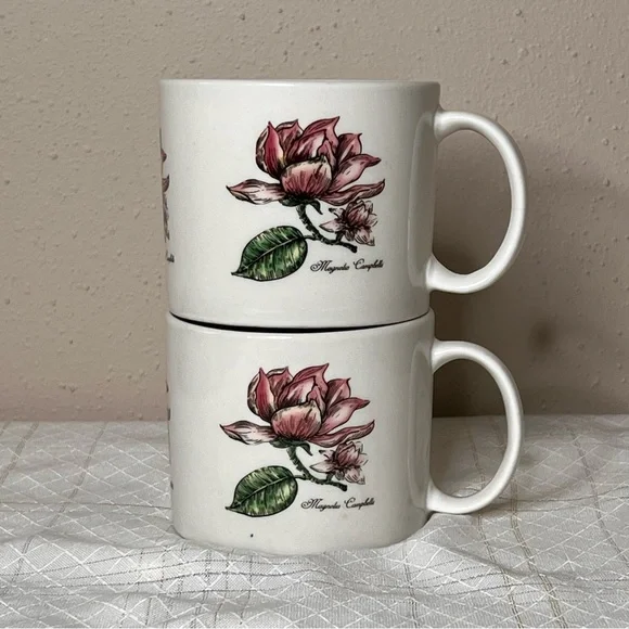 Tabletop unlimited Botanical Gardens Magnolia Floral Ceramic Mugs Set - Picture 3 of 7